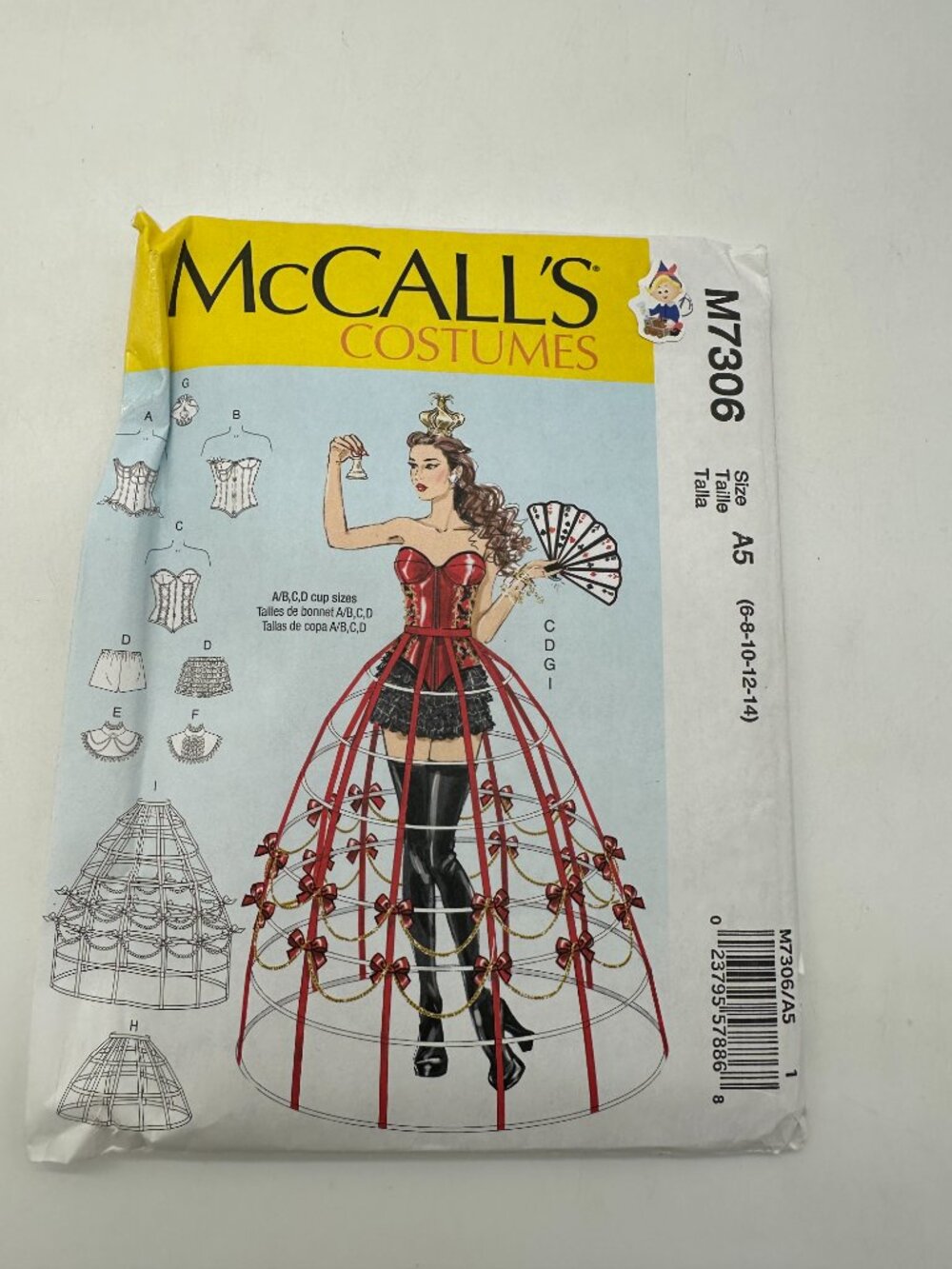 New McCall's Halloween Costume Pattern Corset Bra Hoop Skirt Cage Bustier M7306